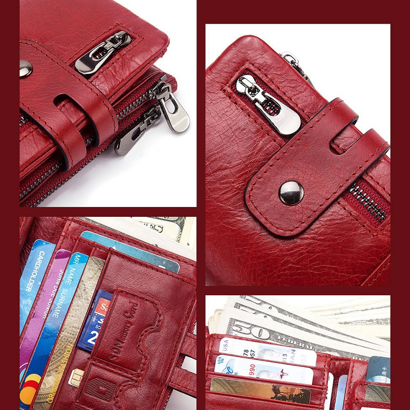 New Women Wallet Female Genuine Leather Coin Purse Small Walet Portomonee Zipper And Money Bag Lady Mini Card Holder
