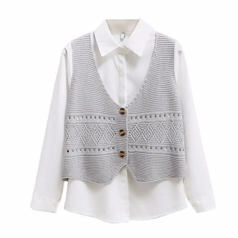 Korean Fashion V Neck Loose Sleeveless Sweater Vest Women Knitted Hollow Out Single Breasted Short Cardigan Female Knitwear 240523