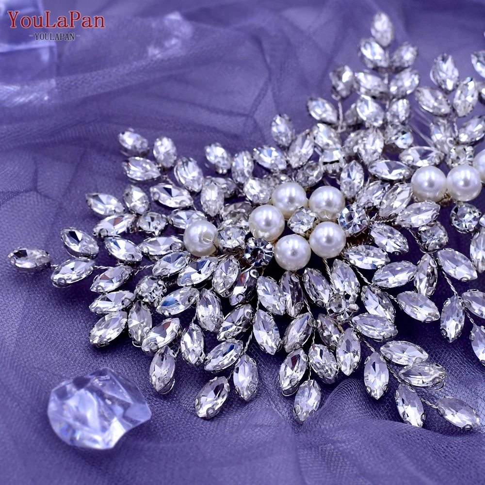 TOPQUEEN HP434 Silver Bridal Headband Wedding Hair Accessories Rhinestone Pearls Bridal Headpiece Hair Ornament Women Headdress