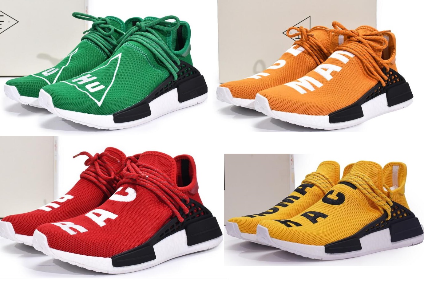 Human Race Running Shoe Pharrell Williams Shoes Core Black China Exclusive Happy Gold Friends Family Trail Blank Canvas Black Knight PK Quality yakuda store
