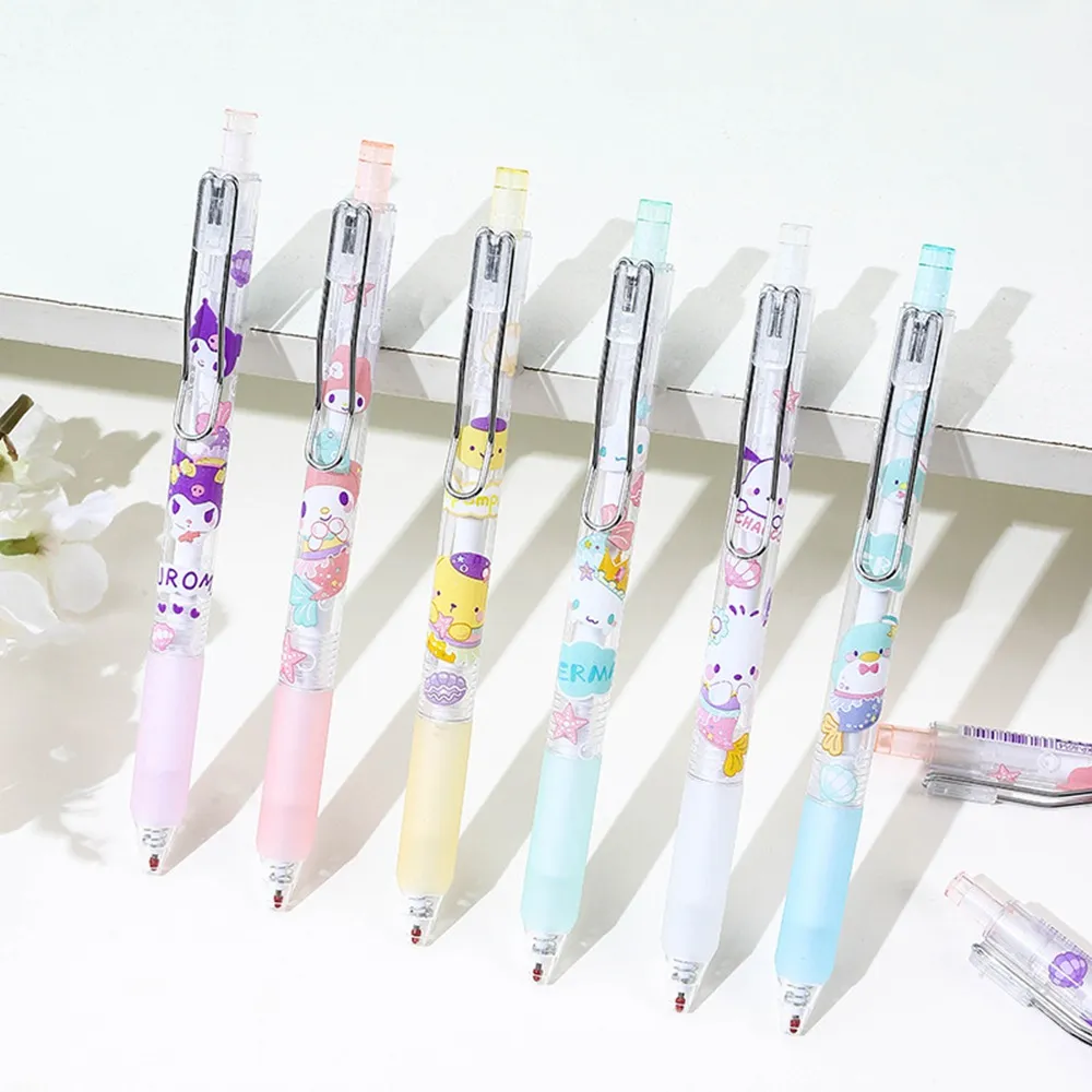 12pcs/lot Cartoon Penguin Kuromi Neutral Pen 0.5mm Black Gel Pens Students Writing School Offices Stationery Supplies