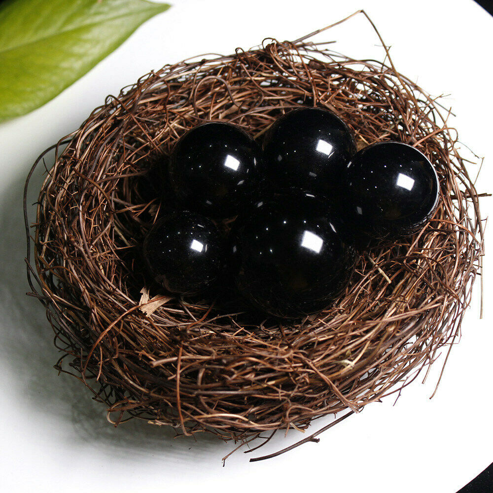 Natural Black Obsidian Sphere Quartz Crystal Magic Ball Healing Reiki Rock Stone Collectibles Without Base