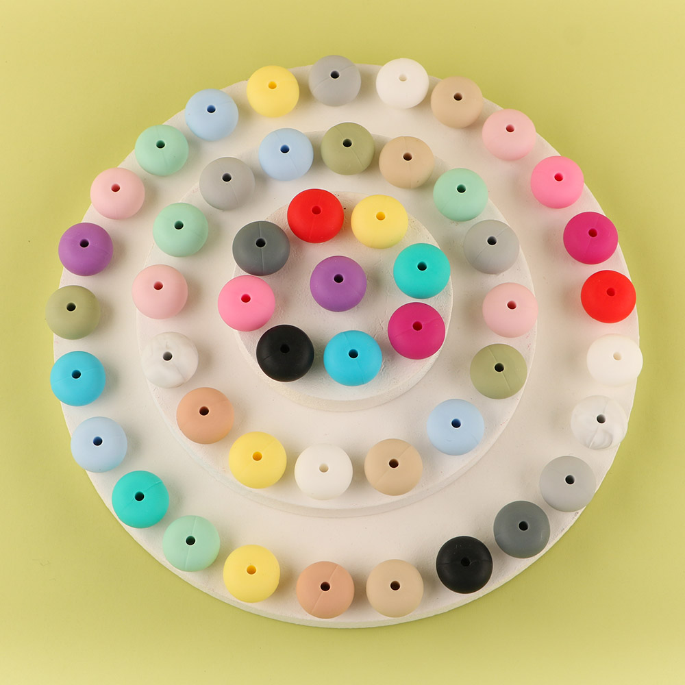 Kovict 14mm 50pc Abacus Silicone Beads Necklace Infant Teethers BPA FREE Saucer Loose Beads For DIY Jewelry Making Pacifier Clip