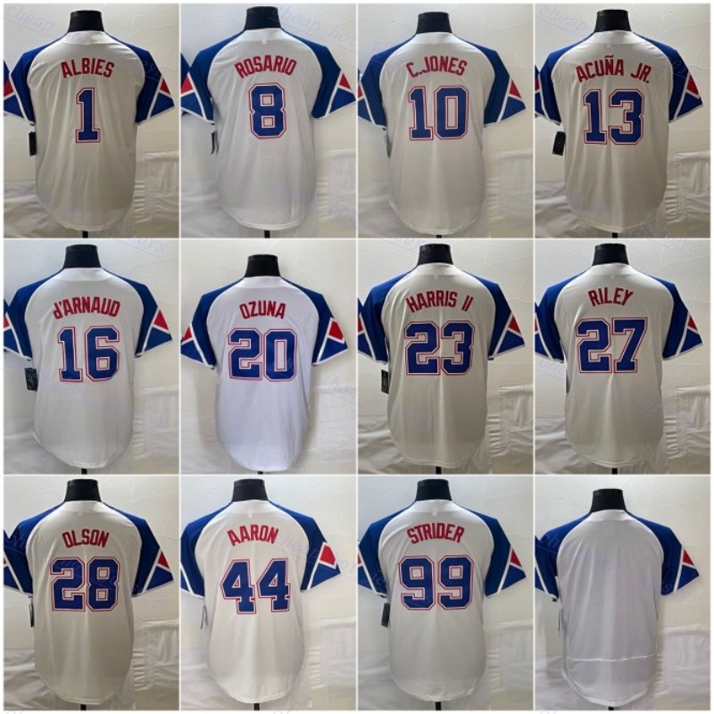 13 Ronald Acuna Jr. Baseball Jersey 99 Spencer Strider City Connect 28 Matt Olson Braves 27 Austin Riley 44 Hank Aaron Chris Sale Michael Harris II Atlanta Ozzie Albies