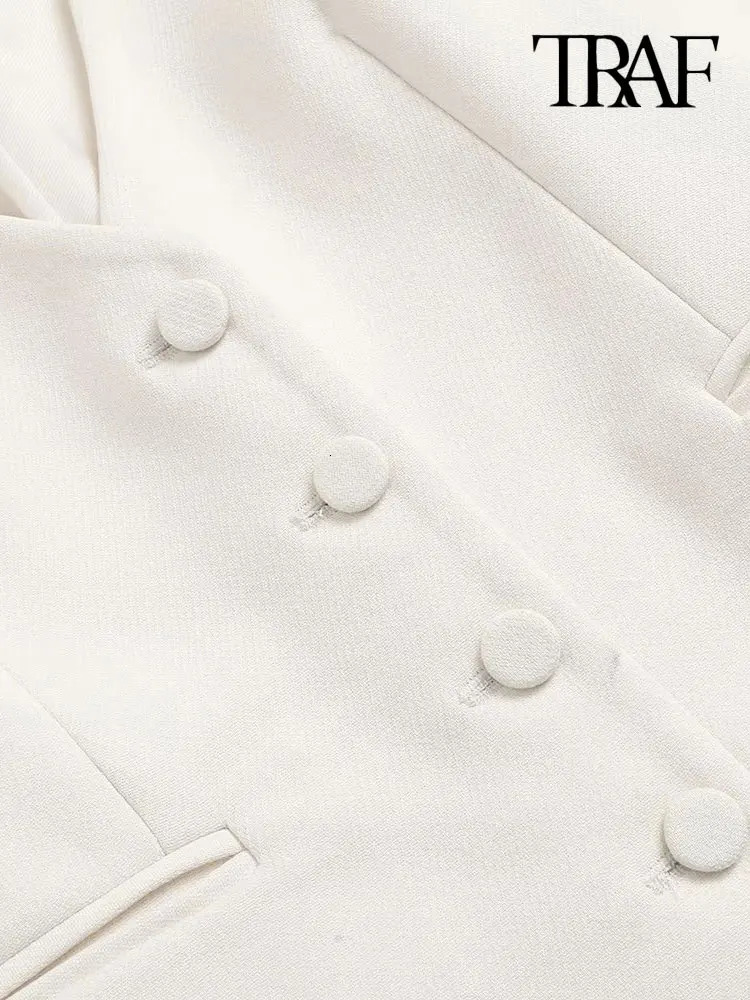 TRAF Women Fashion Front Button Fitted Waistcoat Vintage Sleeveless Welt Pockets Female Outerwear Chic Vest Tops 240523