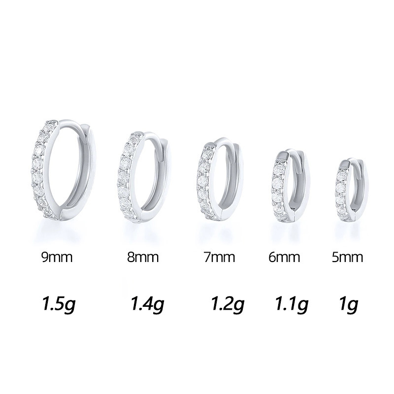 Cubic Zirconia Hoops Earrings for Women Small Cartilage Diamond Sterling Silver Huggie Hoop Earrings Cz Ear Studs Jewelry Wedding Mothers Day Jewelry 