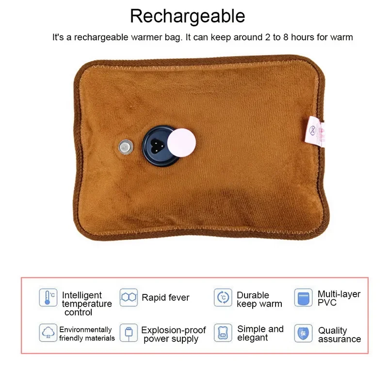 Hot Water Bag Dot Electric Winter Hand Warmer Hot Water Bottle Hand Warmer Rechargeable Velvet Bag EU Plug