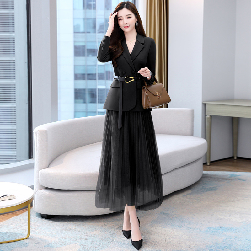 Suit Set Skirt Womens Spring and Autumn 2024 Autumn New Womens Fashion Western Style Age Reducing Dress Two piece Set 230222