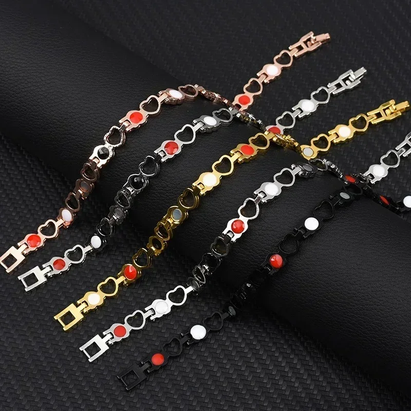 Magnetic Slimming Bracelet Steel Heart Healthy Weight Loss Bracelets For Women Men Sleep Aid Jewelry Gifts