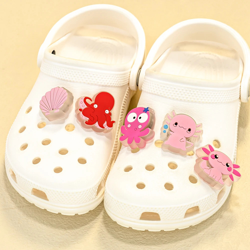 15pcs LED Shoe Charms Lighted Accessories Animals Plants Salamander Decorations Pins for Kids Men Women Gifts Clog Buckles 240524