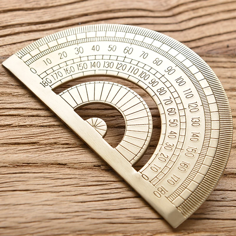 Vintage Brass Straight Ruler for Students Creative Metal Triangle Ruler Protractor Stationery Measuring Tool School Supplies New