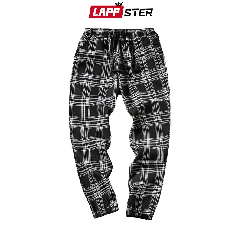 LAPPSTER Mens Black Harajuku Plaid Pants Men Japanese Streetwear Baggy Sweatpants Male Colors Vintage Casual Joggers Pants 240517