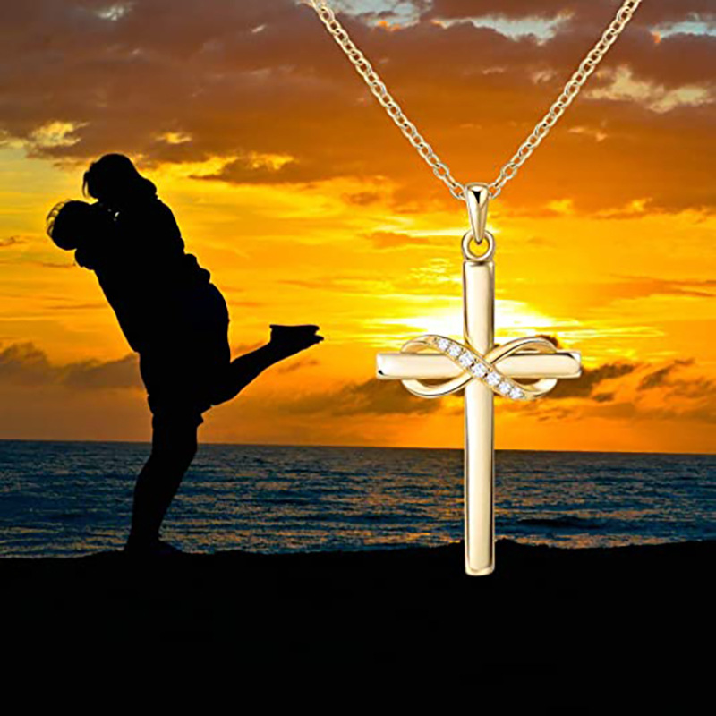 Gold Infinity Cross Necklace Pendant Gold Chain Designer Jewelry Crystal Diamond Jesus Cross Necklaces Charm for Woman Man Gift Fashion Jewelry
