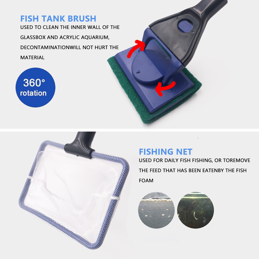 5pcs/Set Aquarium Cleaning Tools Fish Tanks Accessories Clean Fishnet Gravel Rake Algae Scraper Fork Sponge Brush Glass Cleaner