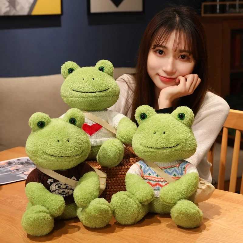 Stuffed Plush Animals 25cm Kaii Dressing Frog Plush Toy Stuffed Animal Fluffy Frog Figure Doll Soft Pillow For Children Boys Girls Birthday Gifts