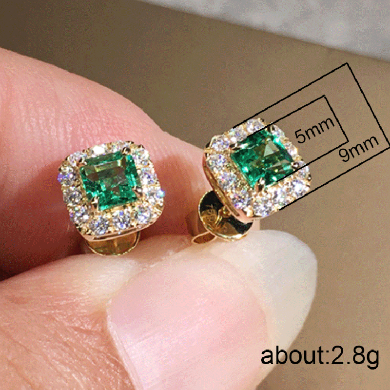 Designer Square Geometric Cubic Zircon Stud Earrings Charm Designer Woman Sterg Sier Filled Heart Drop Earring Cuff for Women Fashioni Fine Jewelry