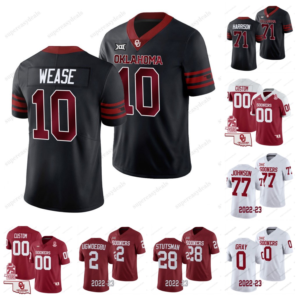 Oklahoma 2023 College Sooners 25th Football Jerseys Jalen Hurts Kyler Murray Baker Mayfield Adrian Peterson Brian Bosworth CeeDee Lamb
