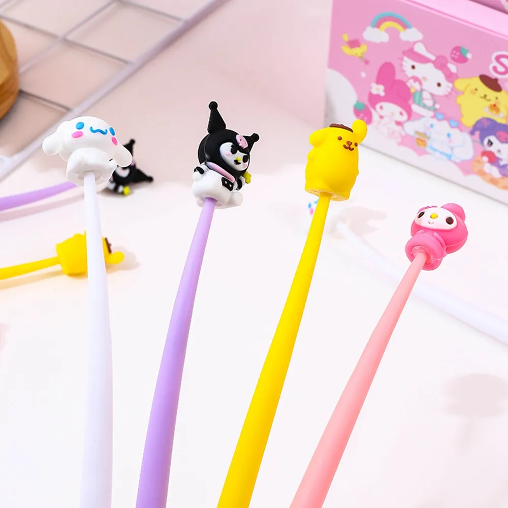 48pcs/lot Cute Soft Swing Black Ink Gel Pen Cartoon Kuromi Shape Student Smooth Writing Pen 0.5mm Stationery School Office Children Gifts