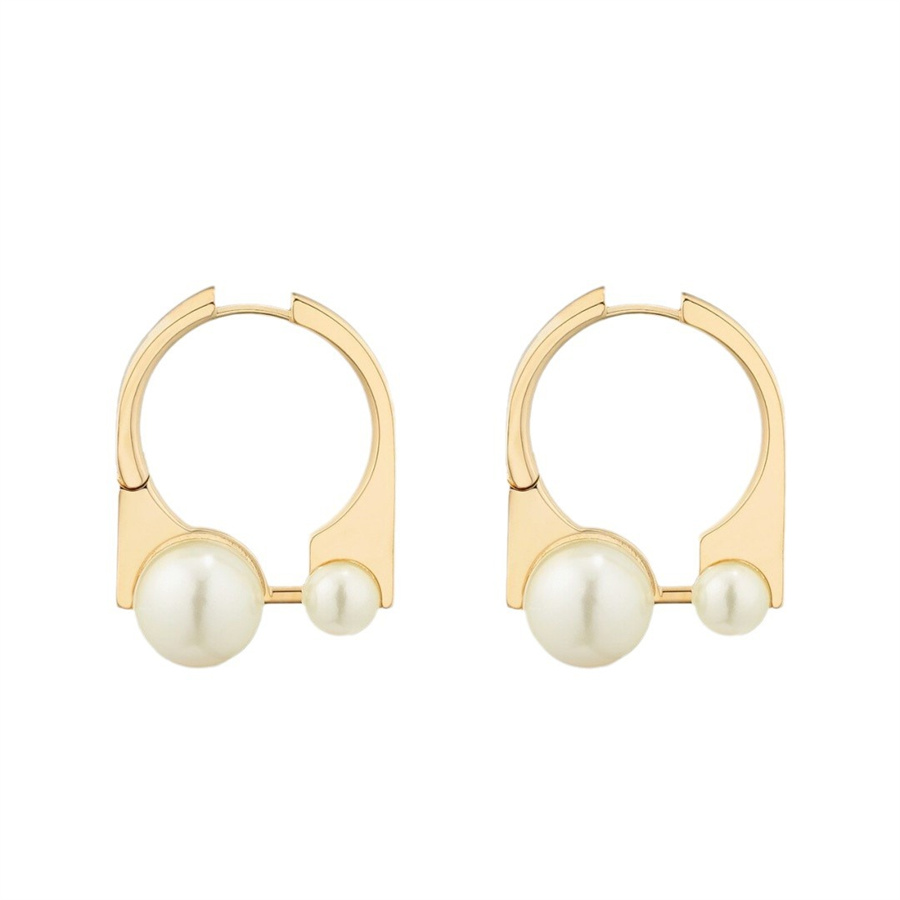 2024 New High end Metal Inlaid Pearl Earrings for Women Fresh Exquisite Light Luxury Top Fashion Charm Jewelry Accessories