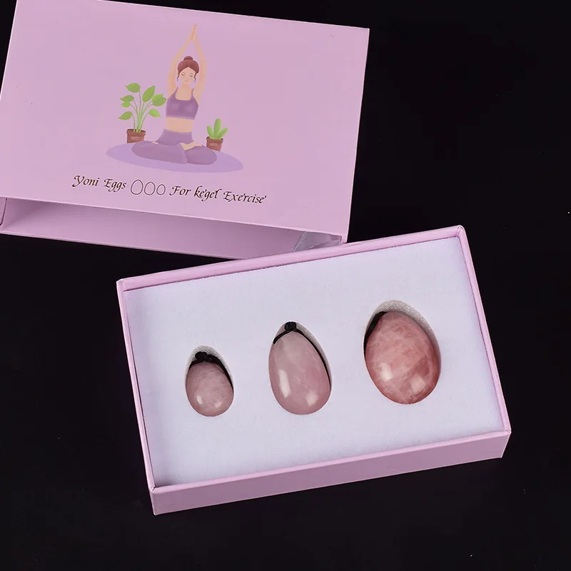 Gouache Stone Vaginal Massage Ball Yoni Egg Set Natural Rose Quartz Kegel Exercise Jade Egg Vaginal Muscle Tighten Jade Massager