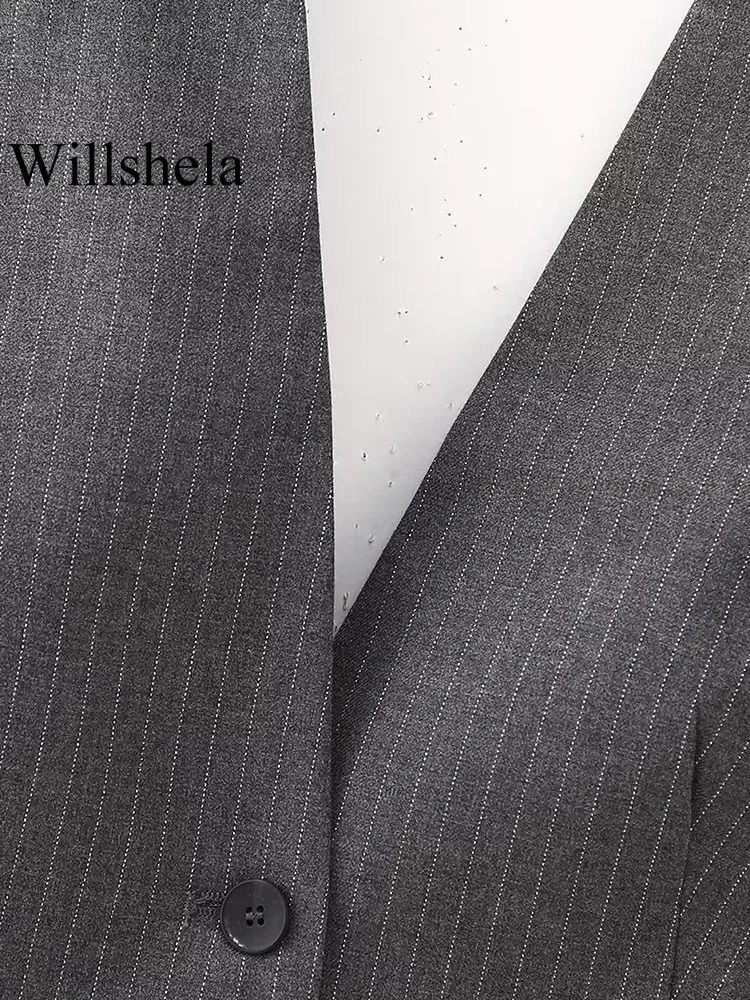 Willshela Women Fashion Striped Sleeveless Jackets Waistcoats Vintage VNeck Backless Lace Up Vest Female Chic Lady Tank Tops 240523