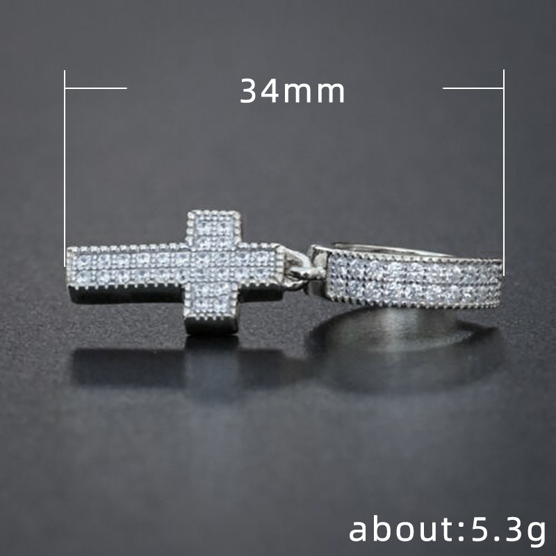 Cubic Zircon Jesus Cross Dangle Earrings Charm Designer Jewelry Silver Gold Love Heart Drop Water Diamond Hoop Chandelier Ear Rings Gift for Woman Jew