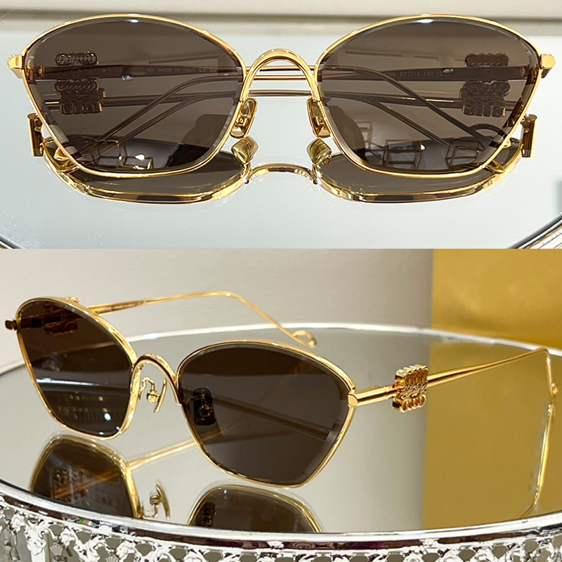 Designer Sunglasses Cat Eye Mirror Lens Gold Metal Frame Womens Mens 40115 Luxury Protect Eyes Sun Glasses Anti-uv400