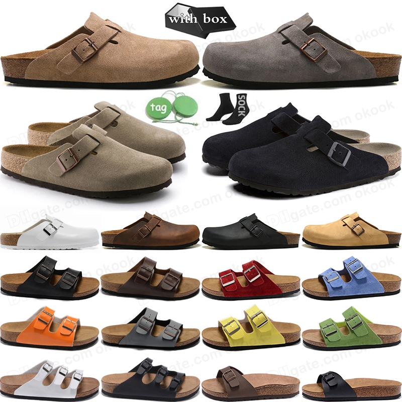 Designer Boston Clog Sandales Pantoufles Arizona Mayari Shearling Mules Cork Plat Mode Daim Été Cuir Hommes Femmes Diapositives Slider