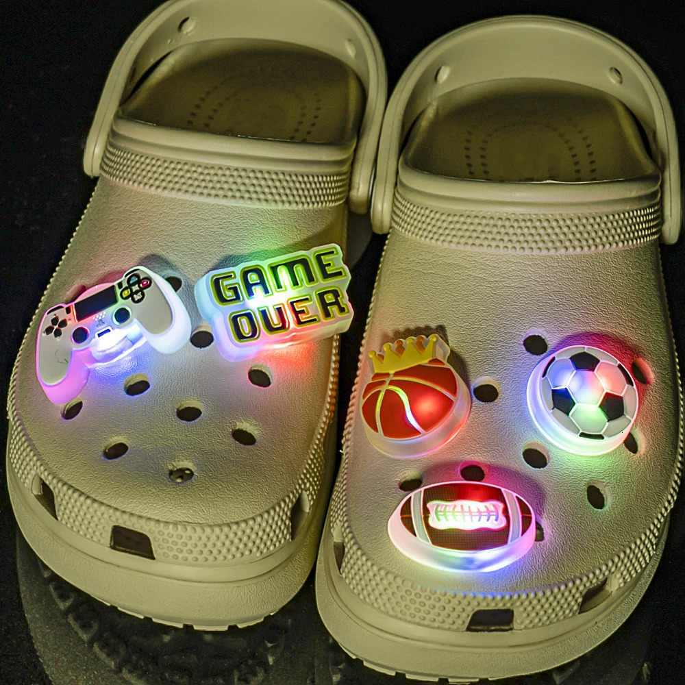 15pcs LED Shoe Charms Lighted Accessories Animals Plants Salamander Decorations Pins for Kids Men Women Gifts Clog Buckles 240524