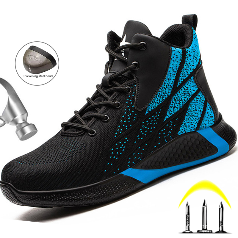 Winter Autumn Lightweight Steel Toe Safety Boots Men Work Sneakers Anti-Smash Indestructible Shoes d56b