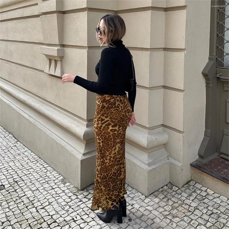 Leopard Print Maxi - Y2k Fishtail Long Skirt For Women, Elegant & Sexy Summer Office Outfit