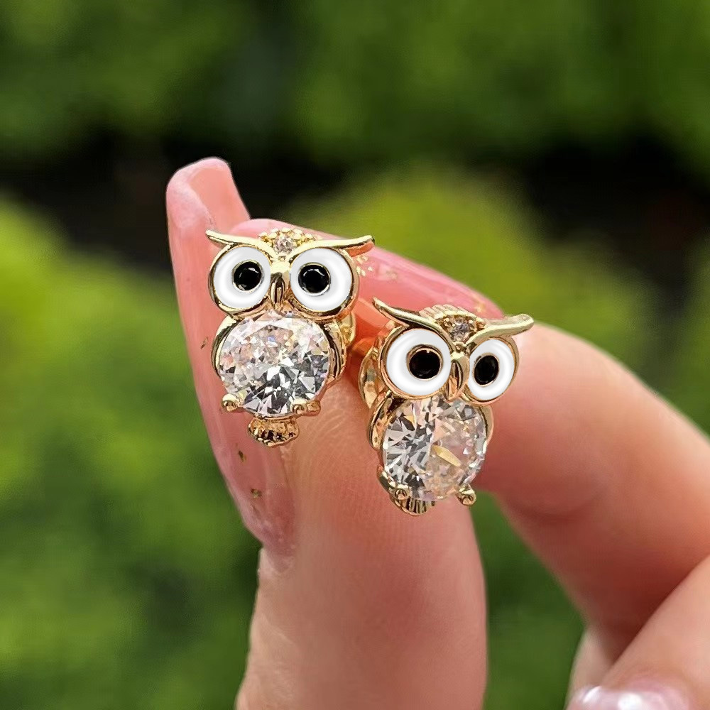 Cubic Zirconia Rhinestone Leaf Stud Earrings for Women Man Gold Silver Designer Jewelry Flower Bird Owl Bowknot Leopard Earrings Ice Out Crystal Fine 