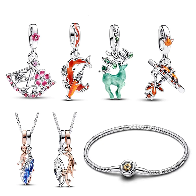 Charms 925 Sterling Silver Fit Charms S925 Snake Bracelet Necklace Womens New In Pendant DIY Fine Jewelry Gift