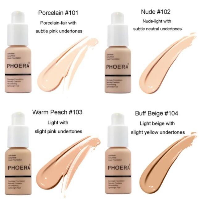 2026 New Liquid Concealer Phoera Face Naturally Flawless Matte Oil-Control Waterproof Long Lasting Foundation 30ml 8 Colors Optional