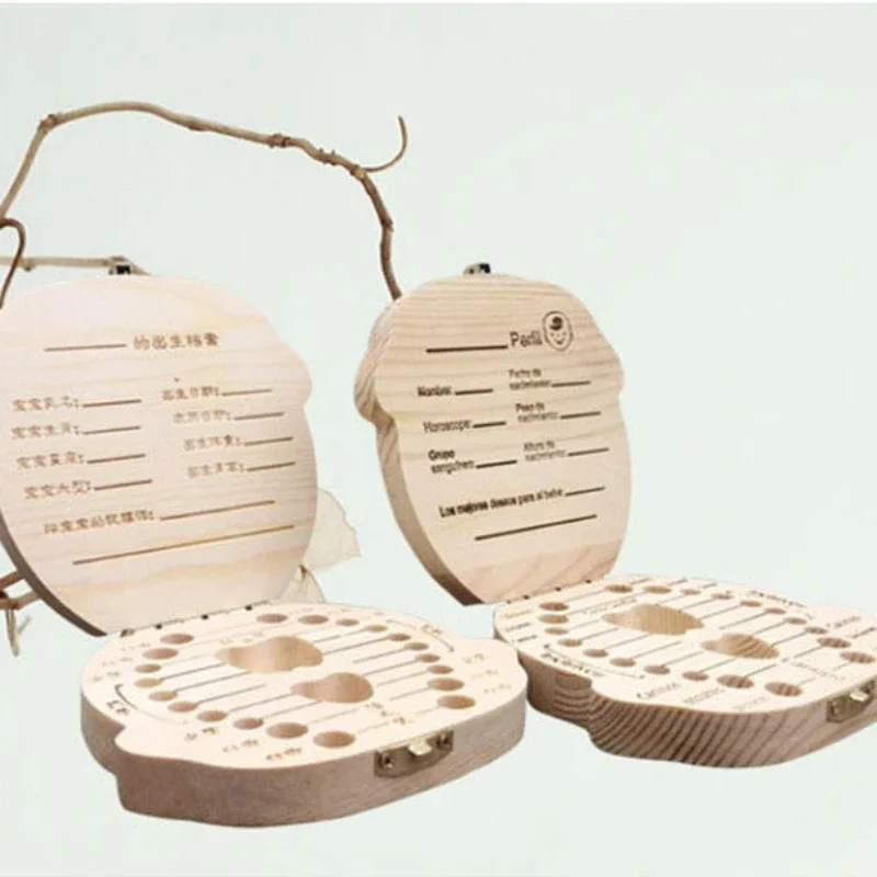 Wooden Baby new Kids Tooth Storage Box Baby Teeth Fetal Hair Umbilical Cord 2025 Organizer Infant Souvenir Box Keepsake Box Tooth Box