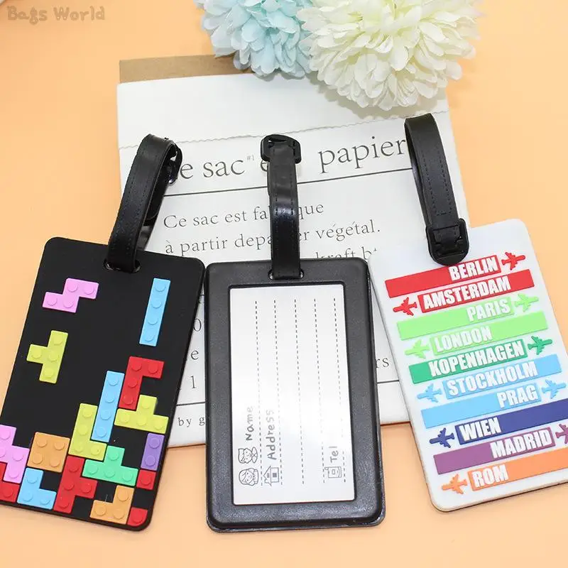 Portable PVC Luggage Tag Suitcase Identifier Label Baggage Boarding Bag Tag Name ID Labels Privacy Luggage Labels for Travel Bag