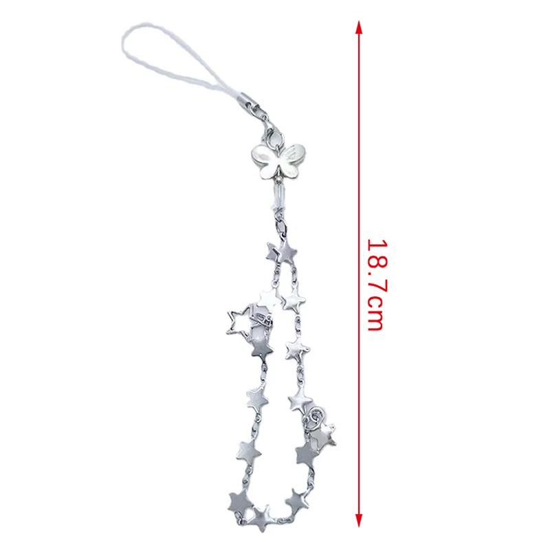 DIY Handmade Cute Alloy Phone Charms Women Pendant Kawaii Keychain Strap Lanyard With Star Bead Accessories