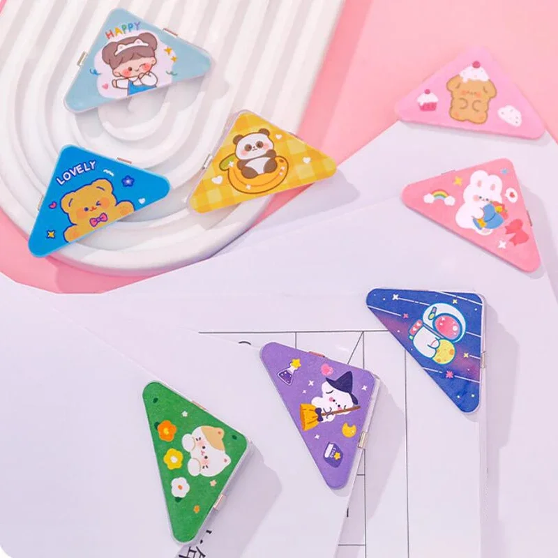 5pcs Kawaii Triangle Corner Clips Cute Bookmarks Page Holder Paper Clips File Index Photo Clamp Korean Stationery Desk Organizer