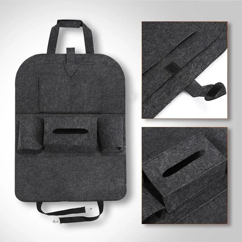 Car Backseat Organizer with Tissue Box Tablet Holder Auto Back Seat Storage Cover Protector for Travel Road Trip Kids Toddlers