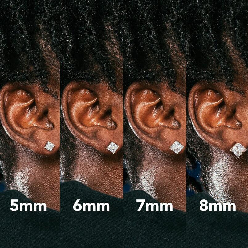 2024 Ins Top Sell Stud Earrings Simple Fashion Jewelry 925 Sterling Silver Fill Princess Cut White 5A Cubic Zircon Party Women Wedding Earring Gift