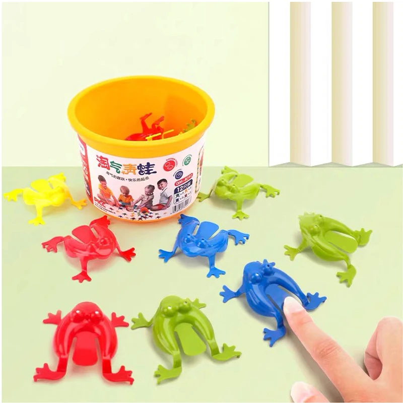 12PCS Jumping Frog Toys For Kids Finger Pressing Bouncing Frog Toy Antistress Relieve Family Game Kids Birthday Party Toys