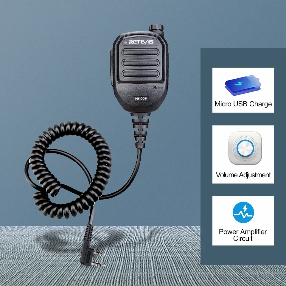 2Pin Rechargeable Microphone Mic Speaker Volume PTT Tangent For Baofeng UV 5R Quansheng UV K5 RT3S H777 for TYT
