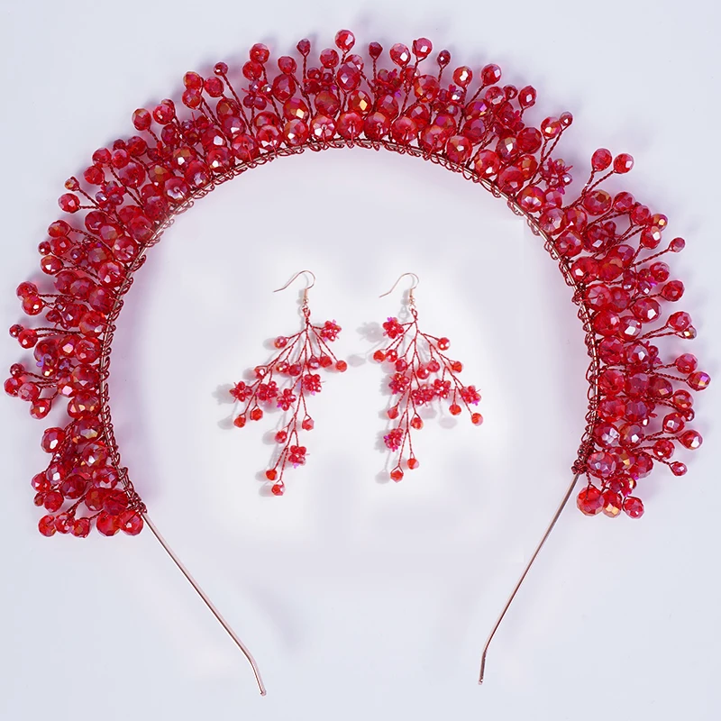 Trendy 2025 Crystal Wedding Hair Accessories Jewelry new Red Women Bridal Party Crown Dias Green Bride Tiaras Purple Headbands