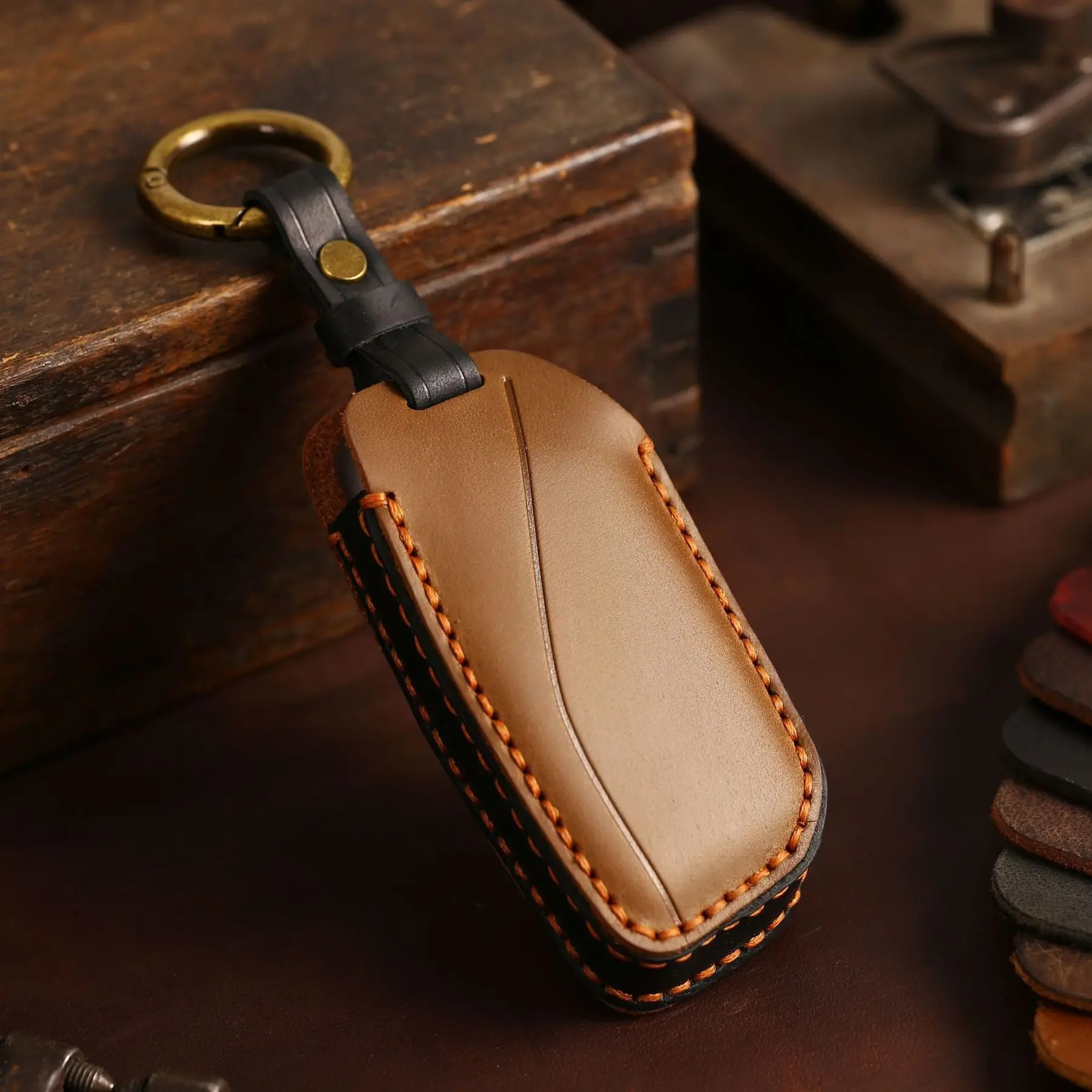 New 2023 Leather Remote Key Case Cover For Series 7 740Li X7 XM I7 IX U11 new G21 F40 U06 Ixs 2025 Car Accessories Keychain Holder