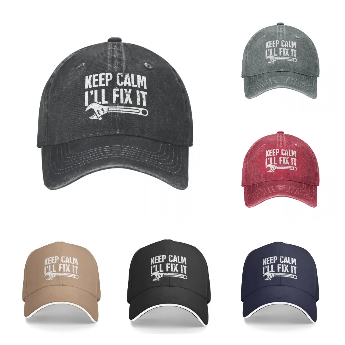 2023 New Vintage 2025 Wash Keep Calm I'll Fix It Mechanic Baseball Caps Men Women Denim new Snapback Hats Four Seasons