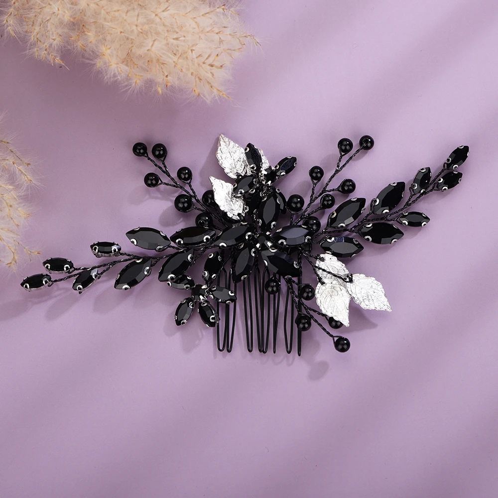 2025 Blue new Red Rhinestone Bridal Headpiece Women Handmade Hair Comb Party Wedding Head Accessories Jewelry Sier Gold Party Tiaras