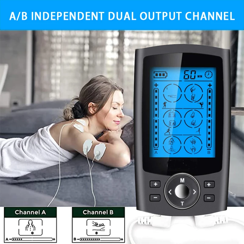 36-Mode Massager Muscle Stimulator 3in1 Electric Acupuncture Body Massage Slimming Electrostimulator Silver and Black