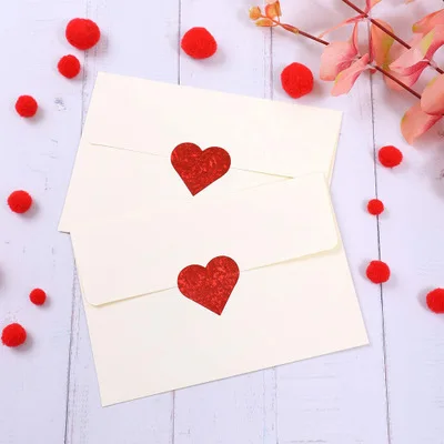 50-500pcs red love shape Valentine's Day 2025 paper candy bag packaging sticker new gift box packaging bag wedding sticker