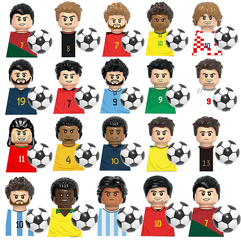 Sports Figures Series Football Player Assemble Model Small Particles Building Blocks Educational Toys For Childrens Boys Gifts