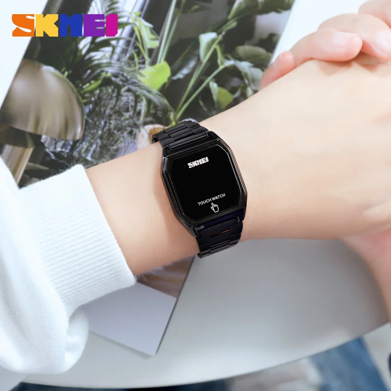 SKMEI LED Light Touch Date Time Electronic Watches Men Women new 2025 Full Steel Waterproof Digital Wristwatches reloj hombre